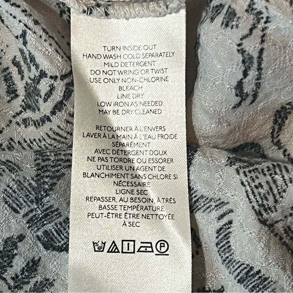 Free People Mia Tunic Blouse Cream Black Aztec Print Boho Long Sleeve Top XS - Picture 11 of 16